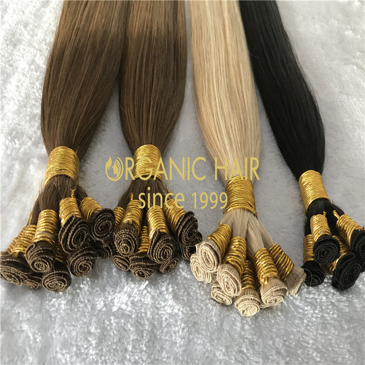 Top quality full cuticle human hand tied hair extensions H154